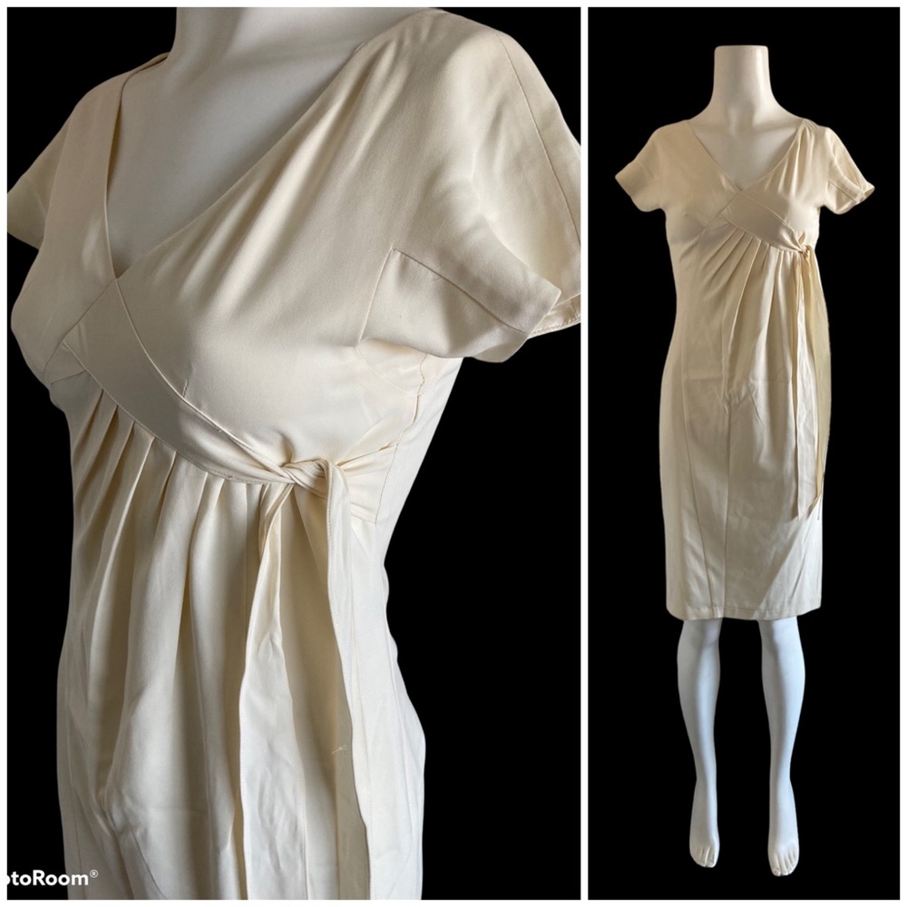 Morgane Le Fay Ivory Silk Empire-Waist Midi Dress